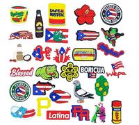 Felvjiaa 32pcs Puerto Rico PVC Shoe Charms, Shoe or Bag Jewelry Decoration,Accessories Pins for Boys Teens Party Birthday Gifts