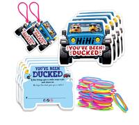 FELYC Duck Tags, You've Been Ducked Card, Dcuk Duck Tags, 50 Set Duck Ducking Game Card, Duck Tags With Hole and Rubber Bands, SUV Car Design (DUCK TAGS-Blue)