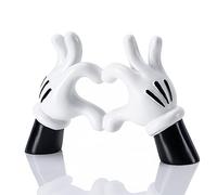 FelyHos Cartoon Heart Hands Resin Statue Modern Home Decor Accents Love Finger Sculpture Room Decor Accessories Black White