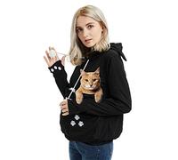 Felyong Unisex Pet Carrier Hoodie Cat Dog Pouch Holder Sweatshirt Shirt Top, Black, Medium