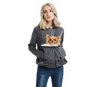 Felyong Unisex Pet Carrier Hoodie Cat Dog Pouch Holder Sweatshirt Shirt Top, Dark Grey, Medium