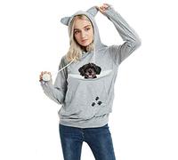 Felyong Unisex Pet Carrier Hoodie Cat Dog Pouch Holder Sweatshirt Shirt Top, Light Grey, Medium