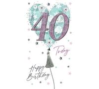 Female 40th Birthday Card Embellished Balloons Forty Champagne Greeting Card JGS733