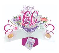 Female 60th Birthday Pop-Up Greeting Card Original Second Nature 3D Pop Up Cards