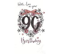 Female 90th Birthday Luxury Champagne Greeting Card Hand-Finished Cards