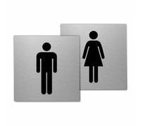 Female and Male Symbol Sign Twin Pack - 100 x 100mm - Durable 0.5mm Aluminium with Bold Icons, Self-Adhesive for Easy Mounting, Professional Restroom Signage for Offices & Public Spaces (1)