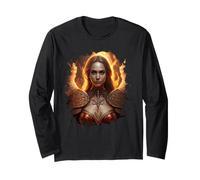 Female Angel of Fire with Flames of Hell Long Sleeve T-Shirt