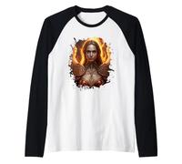 Female Angel of Fire with Flames of Hell Raglan Baseball Tee