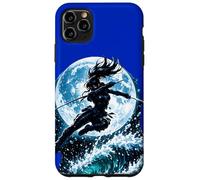 Female Anime Ninja Warrior with Swords Under Full Moon Case for iPhone 11 Pro Max