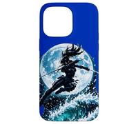 Female Anime Ninja Warrior with Swords Under Full Moon Case for iPhone 14 Pro Max
