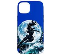 Female Anime Ninja Warrior with Swords Under Full Moon Case for iPhone 15 Plus