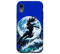 Female Anime Ninja Warrior with Swords Under Full Moon Case for iPhone XR