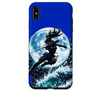 Female Anime Ninja Warrior with Swords Under Full Moon Case for iPhone XS Max