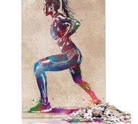Female Athlete Watercolor 1000 Piece Jigsaw Puzzle for Adults -Paper Puzzles- Relax Puzzles Games-Brain Teaser Puzzle 1000pcs (38x26cm)