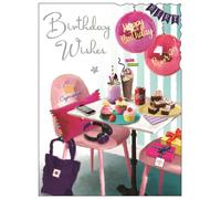 Jonny Javelin Female Birthday Card for Her - General Card for Girls - Ice Cream and Cakes - Girly Design - Special Finishes and Illustrated Insert Leaf - Made in the UK,188 x 140mm