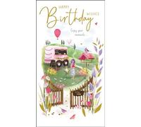 Female Birthday Card for Her - General Card for Women - Floral Scene - Special Finishes and Illustrated Insert Leaf - Made in the UK