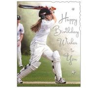 Female Birthday Card for Her - General Card for Women/Girls - Sporty Cricket Design - Special Finishes and Illustrated Insert Leaf - Made in the UK