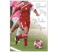 Female Birthday Card for Her - General Card for Women/Girls - Sporty Football Design - Special Finishes and Illustrated Insert Leaf - Made in the UK