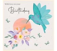 Female Birthday Card for Her - General Card for Women - Special Finish and Embellishments - Hummingbird Floral Design - Made in the UK - Eco-Friendly