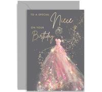 Female Birthday Card for Niece - Stylish Fashion Birthday Card for Her - Gold Foil Design - 18th 21st 25th 30th - Special Birthday Cards for Women - Contemporary Female Birthday Gift