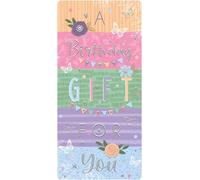 Female Birthday Money Wallet Card - Flowers and Butterflies - Special Finish - Made in the UK - Eco-Friendly