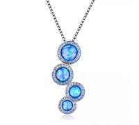female blue white fire opal pendant necklace for women purple birthstone bar necklace Made in China