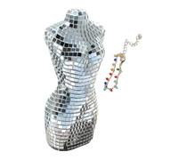 Female Body Sculpture, Disco Sculpture - Mirror Disco Figure of Female Model,Silver Art Creative Decoration, Reflective Desk Ornament for Office Desk Shelf