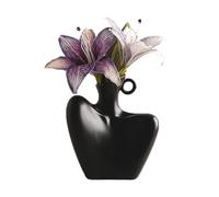 Female Body Vase, Human Body Vase, Small Flower Vases, Ceramic Black, Minimalist Decorative Ornament for Living Room, Home Decoration, 21 x 18.5 cm (Matte Black)