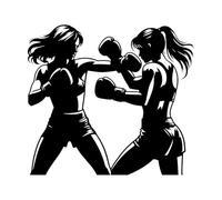Female Boxing Silhouette Engraving Decals 42x46.6cm Can Modify and add Information Black
