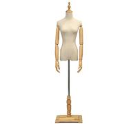 Female Bust Mannequin with Wood Arms & Base, Full Body Display Rack for Wedding Dress, Window Display