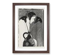 Female by The Vase of Lilies by Samuel De Mesquita Framed Print | A2 Walnut Framed Wall Art | Ready to Hang | Modern Nature Picture | Living Room Bedroom Lounge Office