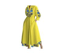 Female Casual Pleated Big Hem Chic Dress Fashion Lapel Collar Long Sleeve Shirt Dress Elegant Print Buttoned Pocket Office Dress