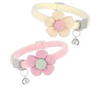 Female Cat Collar, 2Pcs Pink Girly Plush Cat Collar for Kittens, Adjustable Floral Shape Design with Bell, Breakaway Safety Buckle, Cute Accessories for Girls' Kittens, Pink & Cream-Colored