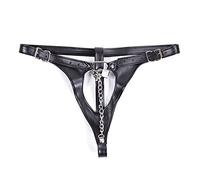 Female Chastity Belt with Women Restraint Black Pants Low Waist