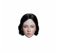 Female Doll Figure Headpiece Collectible Figure Accessory Custom Character Head Realistic Display Face for Model Making Diorama Scenes Collecting, Black Short Wavy
