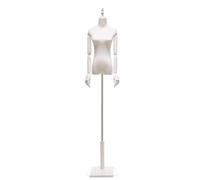 Female Dress Mannequin with Solid Wood Stand，White Clothing Display Mannequin Body Dress Form Torso Height Adjustable(With arms,Large)