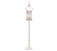 Female Dress Mannequin with Solid Wood Stand，White Clothing Display Mannequin Body Dress Form Torso Height Adjustable(Torso,Large)