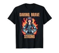 Female Firefighters Daring Brave Strong Proud Firewoman Value Graphic T-Shirt, Men, Black, S