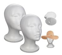 Female Foam Mannequin Head Model, 2 Pieces Mannequin Head Foam Display, Manikin Model Props Support Display, Multipurpose Foams Wig Heads for Hats Wigs Sunglasses