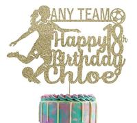 Female Footballer Glitter Cake Topper With Any Name, Age & Team (Champange)