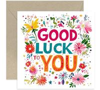 Female Good Luck Cards for Her, Encouragement Gifts for Family and Friends, Bold and Colourful Floral Design, Forr Daughter, Niece, Granddaughhter - University Start, High School, First Day of School