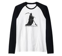 Female Grim Reaper in High Heels Spooky Feminist Siren Raglan Baseball Tee