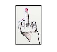 Female Hand Gesture Middle Finger Abstract Line Art Silhouette Poster Poster Vintage Art, Wall Canvas, Decoration Aesthetic, Living Room, Kids Room Dormitory, Cafe, Bathroom, Suitable for Bedroom, Gym