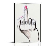 Female Hand Gesture Middle Finger Abstract Line Art Silhouette Poster Poster Vintage Art, Wall Canvas, Decoration Aesthetic, Living Room, Kids Room Dormitory, Cafe, Bathroom, Suitable for Bedroom, Gym