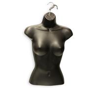 Female Hanging Mannequin Half Body Form Bust Shop Display 3QTR SKIN (MEN 3/4 LIGHT CREAM) (Black)