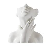 Female Head Vase,Human Body Vase,Small Flower Vase,White Ceramic Vase,Face Vase,Modern Vase for Garden Home Living Room Decor,Table Art Statue Indoor Outdoor (C, Small)