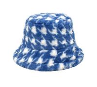 Female Japan and South and Winter Fishermans Hat Net Red and Winter Warm Thousand Bird Grid Basin Cap Men and Women Travel Hat with Cigarette Holder, blue, One Size