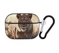 Female Lion AirPods Pro Case Cover with Keychain Ring PC Hard Shell Protective Case for AirPods Pro 2nd for Women Men Generation Easy Open Full Drop Protection Cover Black-Style
