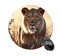 Female Lion Mouse Pad with Non-Slip Rubber Base,Small Round Mousepad 7.8" Diameter,Mouse Mat for Computers, Laptop, Gaming, Office & Home