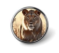 Female Lion Round Badge Cute Enamel Lapel Pin Brooches Button Pin Personalized Clothing Decoration Unisex Badge Holder Hats Bags Shirts Decor